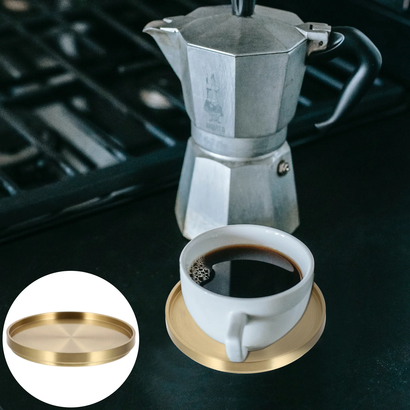 

1Pcs Brass Coaster Teacup Mat Insulated Cushion Fashion Decorative Household Cup Mat Multifunctional Brass Coaster