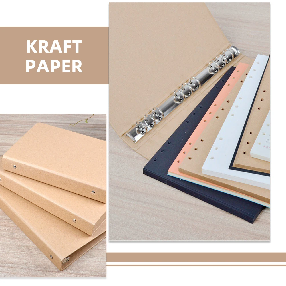 

Refillable Binders Shell Notebook Kraft Paper Iron Material Not Easy Deform Document Folder Organizer Notepad Case