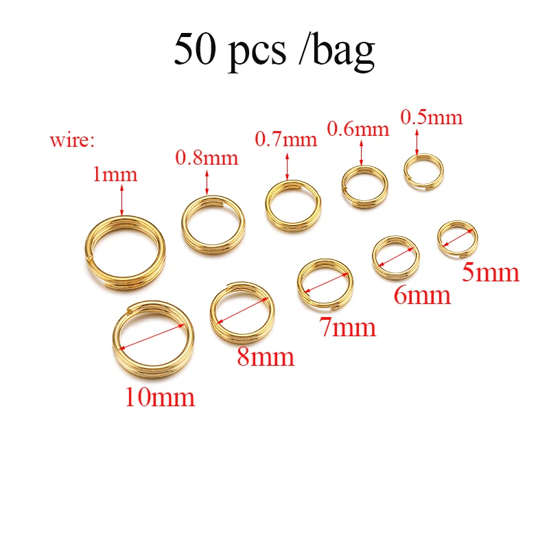 100/50 pcs Stainless Steel Split Rings Open Double Jump Ring Key Chains Connectors DIY Jewelry Findings Supplies