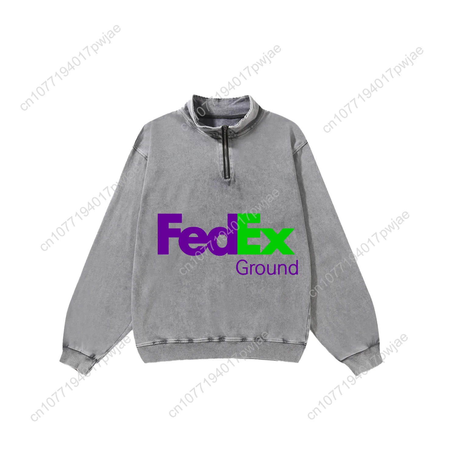 FedEx Printed Pattern Custom Retro Sweatshirt Mans Womans Half Zipper Vintage Sweat Shirt Photo Custom Made Tops