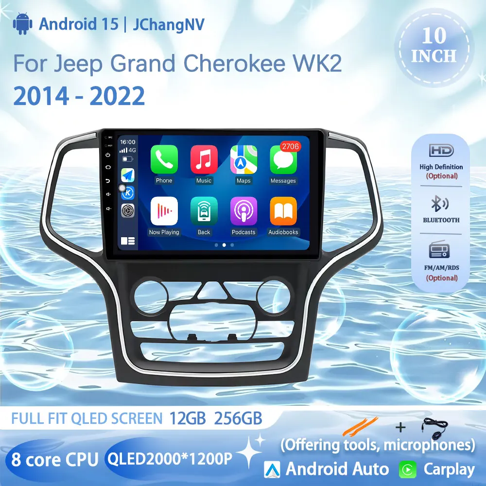 

Android Auto Stereo Bluetooth 5G Wifi No 2DIN For Jeep Grand Cherokee WK2 2014 - 2022 Car Radio Navigation GPS Multimedia Player