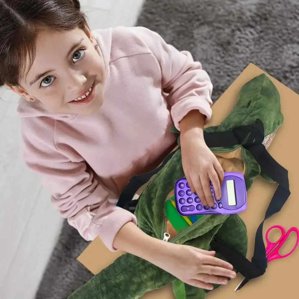 어린이를 위한 플러시 티라노사우루스 백팩 조절 가능한 스트랩과 지퍼가 있는 공룡 가방 소년 소녀를 위한 공룡 의상 액세서리