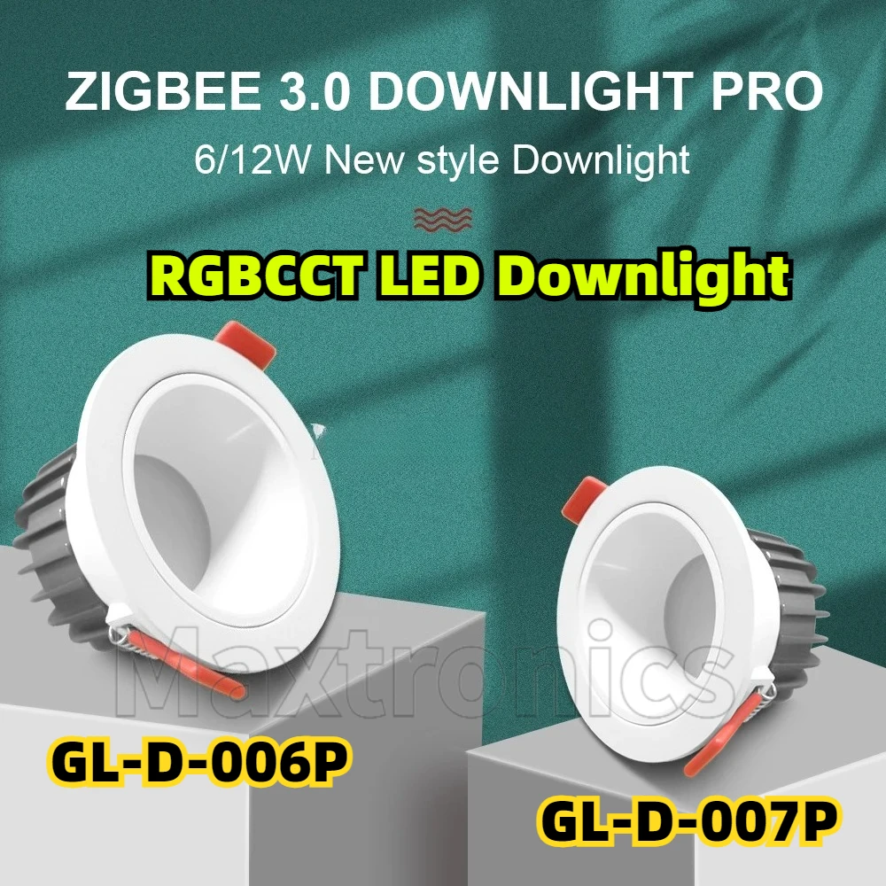 

Hot 6W/12W Zigbee 3.0 RGBCCT LED Downlight Pro Work With Tuya APP/Voice/RF Remote Control Waterproof Rating IP54 GL-D-006P/007P