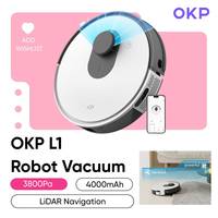 OKP L1 Robot Vacuums, LiDAR Navigation, 3800Pa Suction, 180mins, App/Alexa/WiFi/Google Control, Ideal for Pet Hair, Carpet