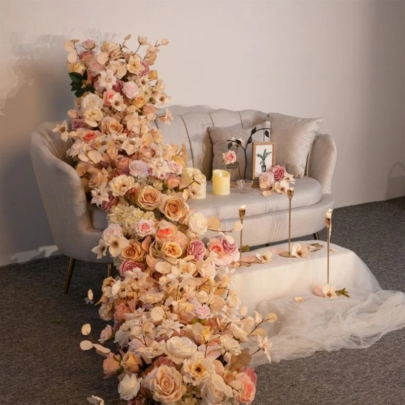

Artificial Flower Runners Wedding Backdrop Decoration Arch Flower Arrangement Home Decor Accessories Long Flower Row Sofa Props