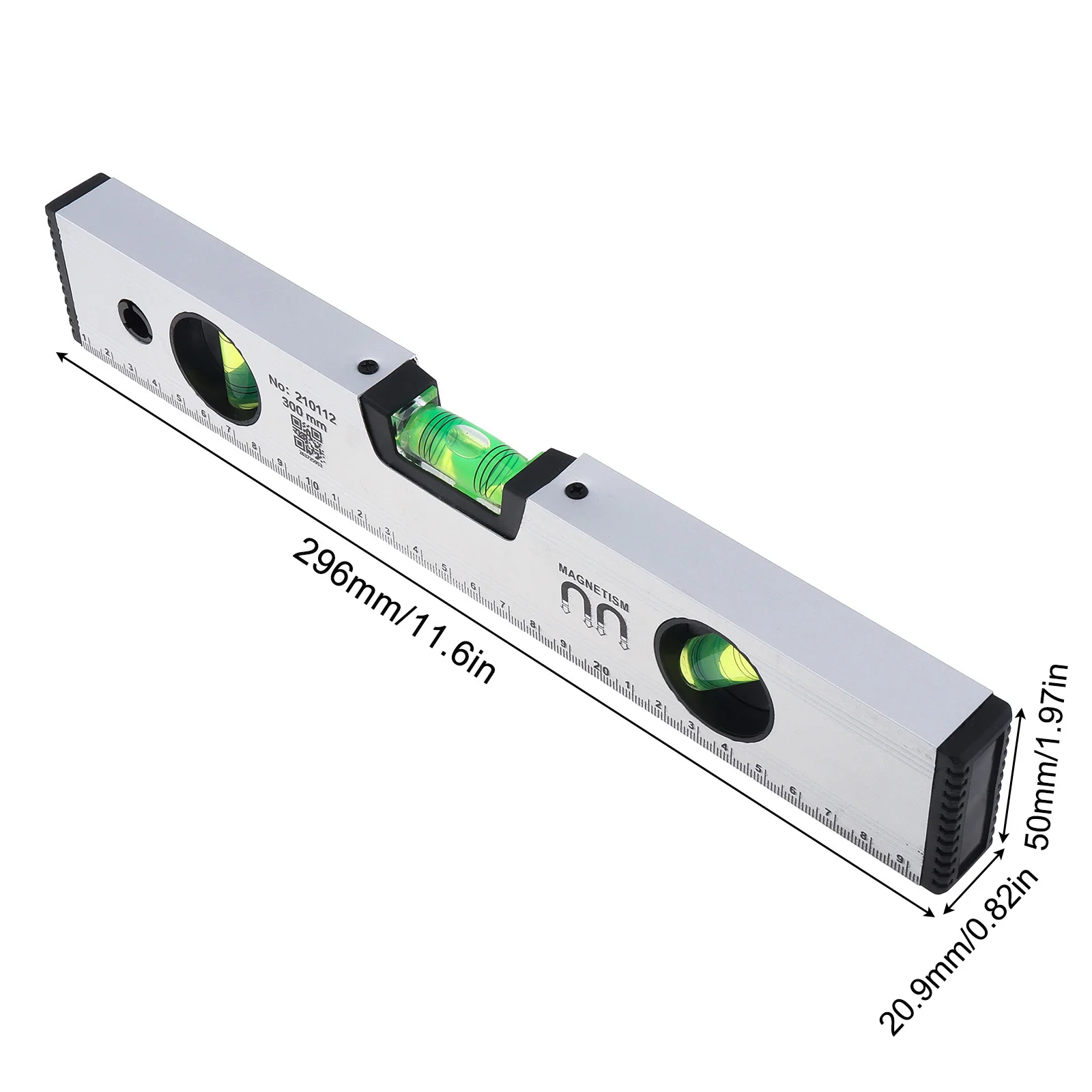 300mm Metric Scale Magnetic Angle Level Ruler for Building / Decoration Measurement with Blister Design,Shock Absorbing End Caps