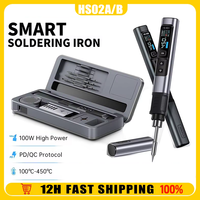 FNIRSI HS-02A HS-02B Intelligent Electric Soldering Iron 24V 100-450 ℃ Welding Material Repair Platform PD 100W Repair Tool