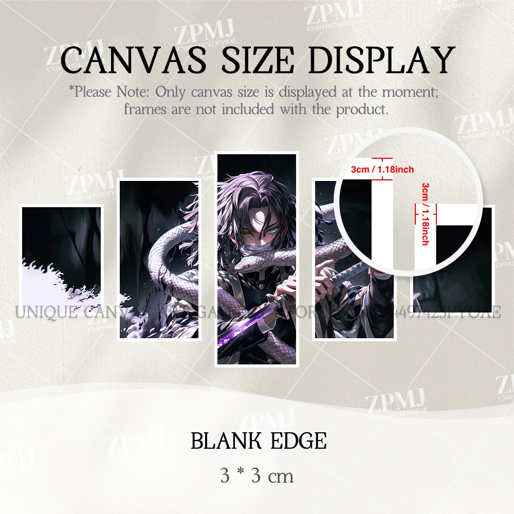 5 Stücke Anime Wandkunst Leinwand Malerei Bild Drucken Wohnkultur Dämon Slayer Iguro Obanai Charakter Poster Zimmer Rahmenloses Wandbild – Detail 6