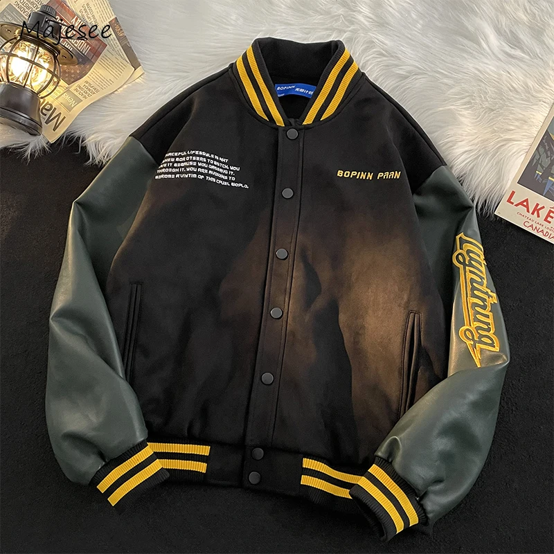 

Embroidery Jackets Men Youthful Streetwear Trendy American Style Letter Teenagers Boyfriend Spring Autumn Hip-hop Overcoats Chic