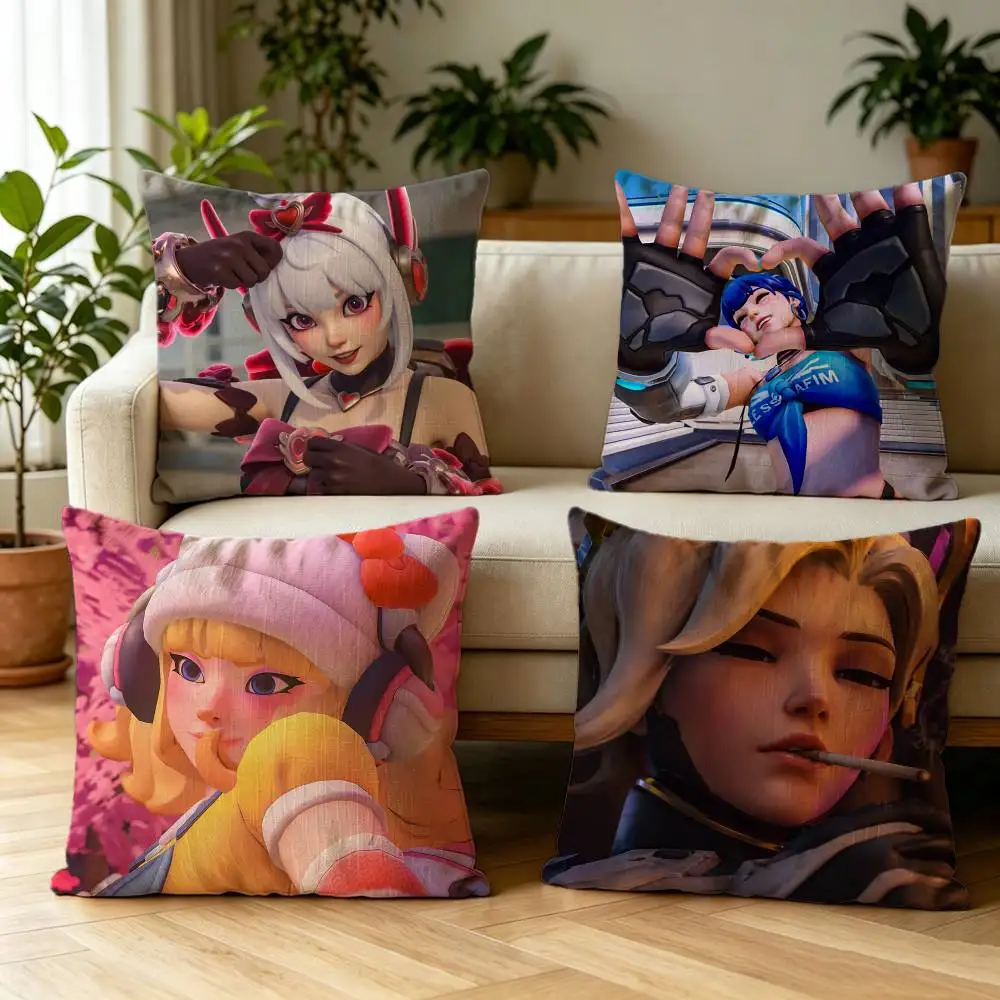 Pop Game O-Overwatch-S Brooches   Double-sided print Pillow Case Cushion Cover Throw Pillow Case For Car Sofa