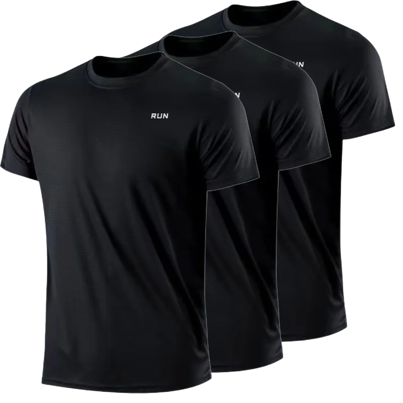 3Pack Men Running Sport T‑Shirt Lightweight Moisture Wicking Short Sleeve Quick Dry Tops Gym Fitness Training Athletic Tees