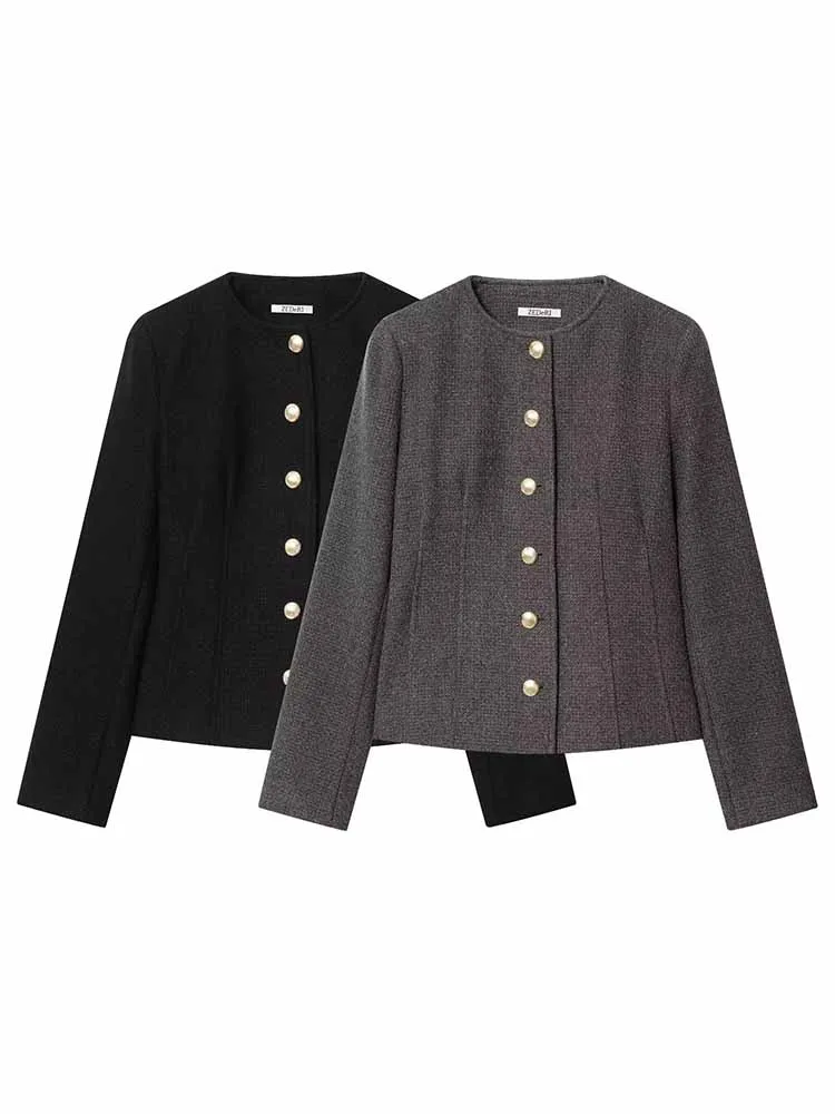 

Женское весеннее модное пальто с длинными рукавами, круглым вырезом, приталенного кроя, на одной пуговице, однотонное, повседневное, универсальное, в стиле High Street