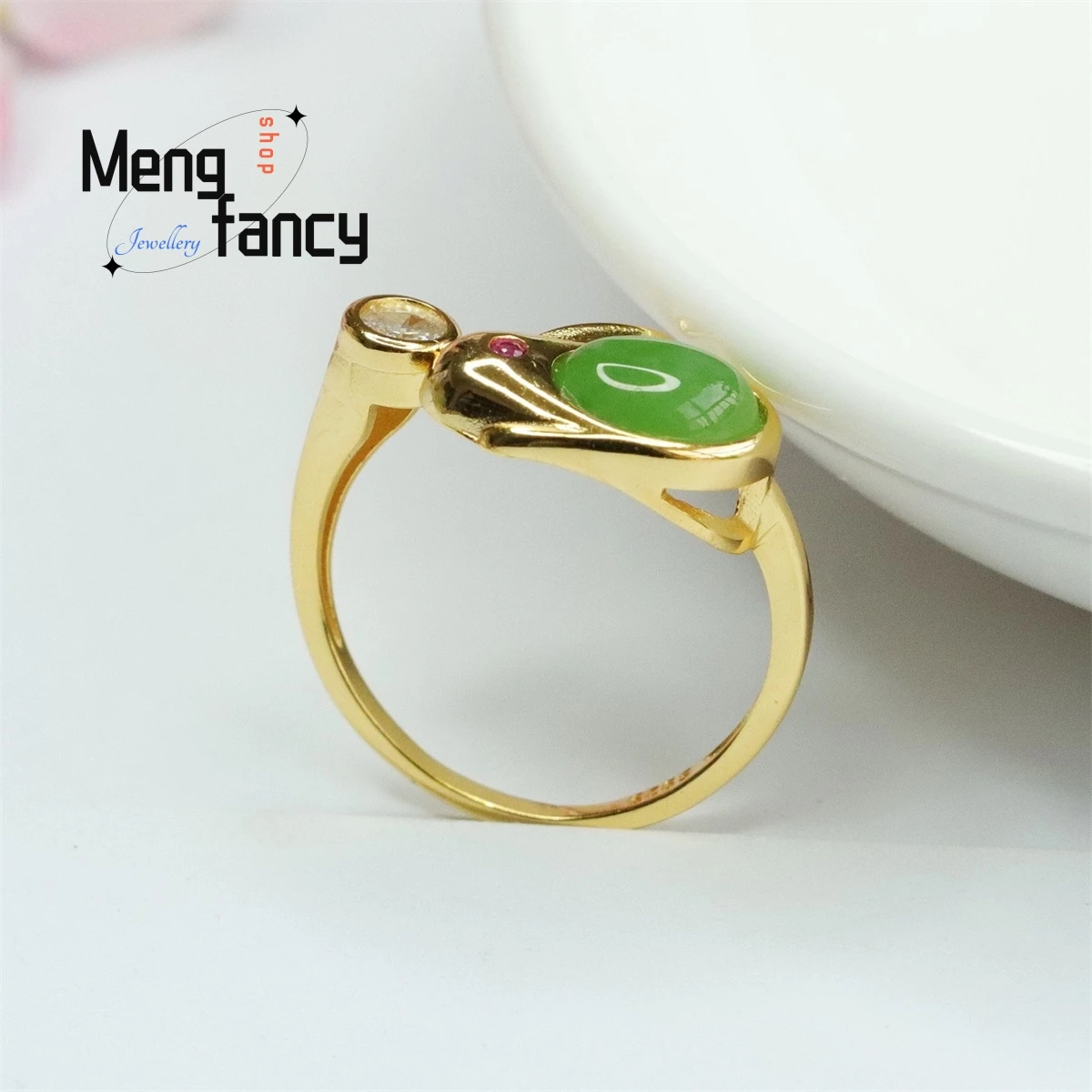 Natural S925 Silver Inlaid Hetian Jasper Rabbit Ring Simple Personalized Fashion Versatile Exquisite Elegant Luxury Fine Jewelry