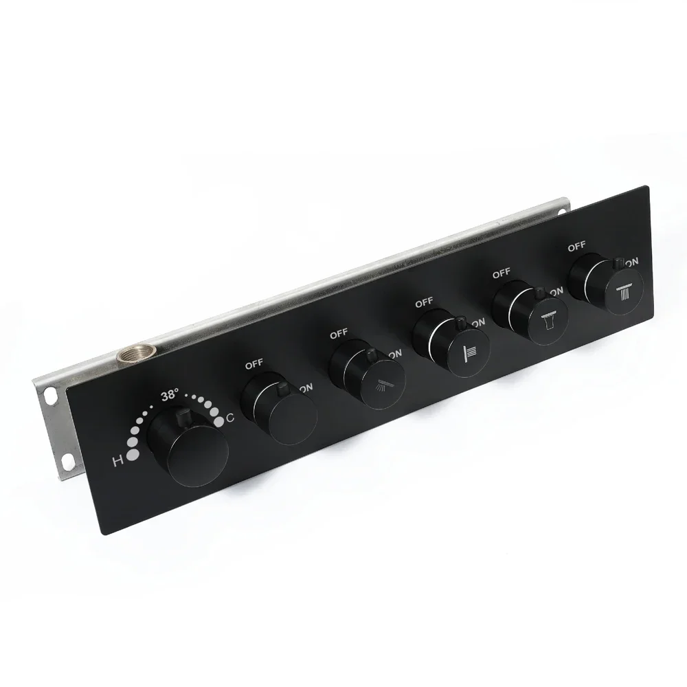2025Black Shower Valve 5 Function High Flow Thermostatic Control Switch Brass Main Body