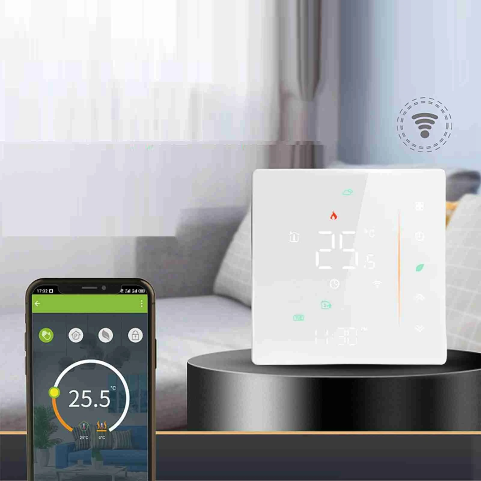 

Умный термостат Wi-Fi, ЖК-дисплей, сенсорный экран для электрического подогрева пола, водяной/газовый котел, пульт дистанционного управления температурой