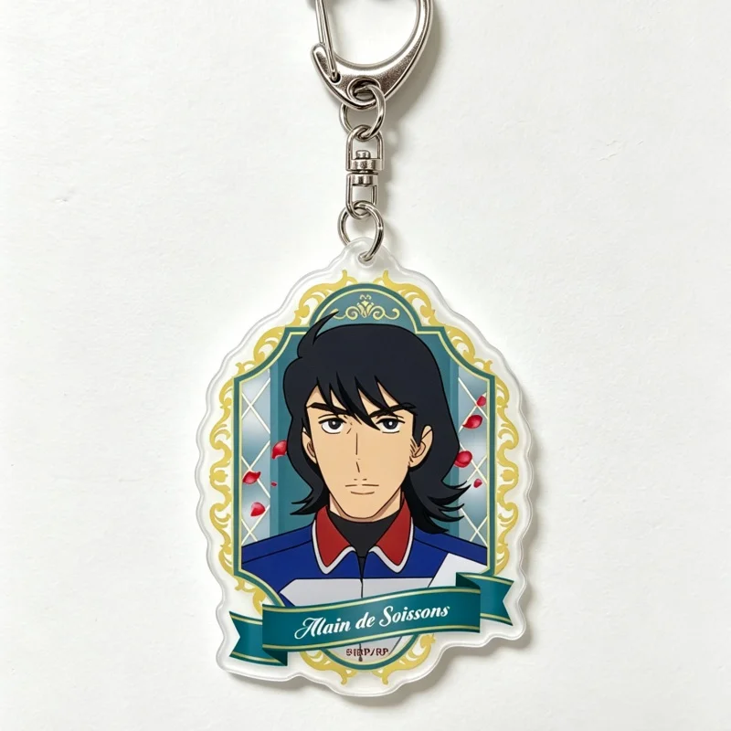 The Rose of Versailles 6cm Acrylic Keychain Andre Fersen Movie Version Anime Key Ring Double-sided Clear Bag Charms Gift