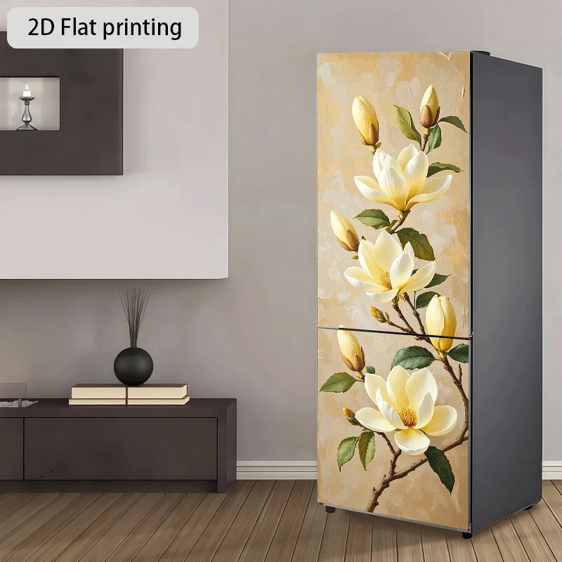 Refrigerator Sticker Artificial Jade Orchid Branch Pattern Themed Design Wall Sticker Decorative Self-Adhesive Wallpaper Suita - view 4