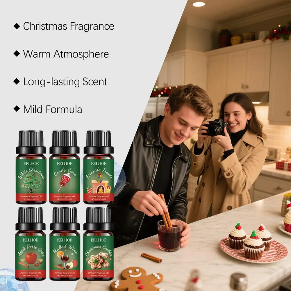 10 مللي * 6 قطعة عيد الميلاد الزيوت الأساسية طقم هدايا عطري الروائح ل رائحة الناشرون احتفالية المنزل العطر عدة هدايا حفلة عيد الميلاد