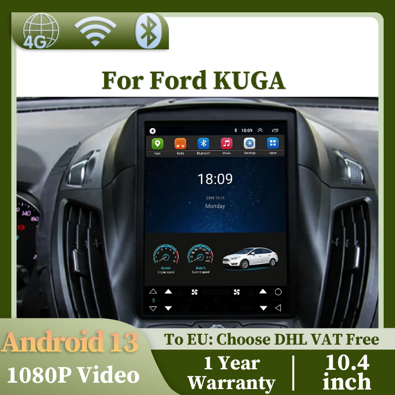 

Tesla Style car screen android auto Carplay For Ford Kuga Escape Navigation Car radio 1 din Car Multimedia Smart car systems GPS