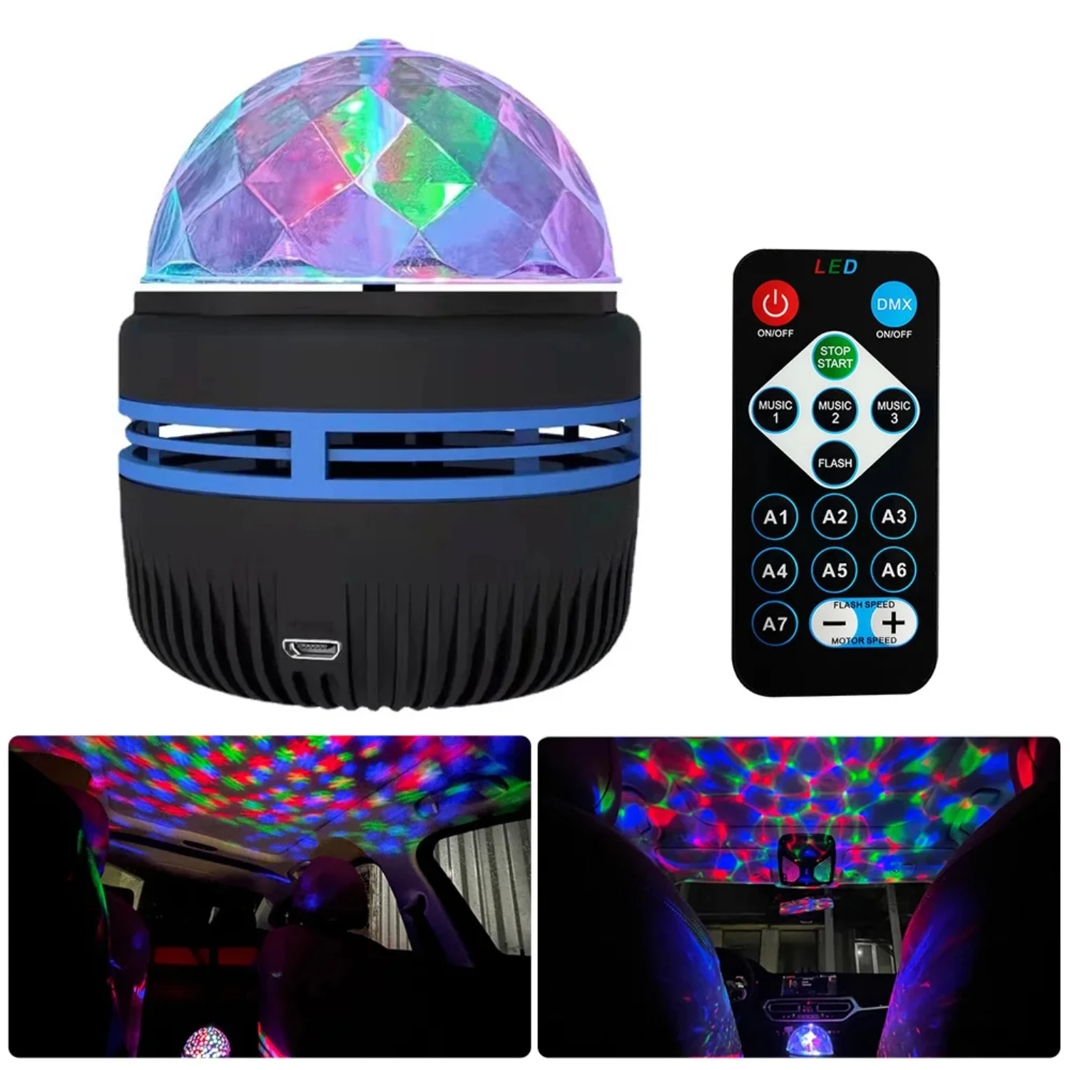 Portable LED Projection Night Light for Bedroom Atmosphere - Rotating Multifunctional Starry Sky Lamp with Colorful Display for 