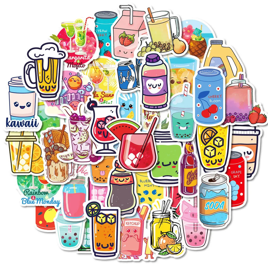 50PCS Sommer Wassermelone Saft Soda Getränke Flaschen Graffiti Aufkleber für Fahrrad Bleistift Fall Aufkleber BulingBulingStickers Shop