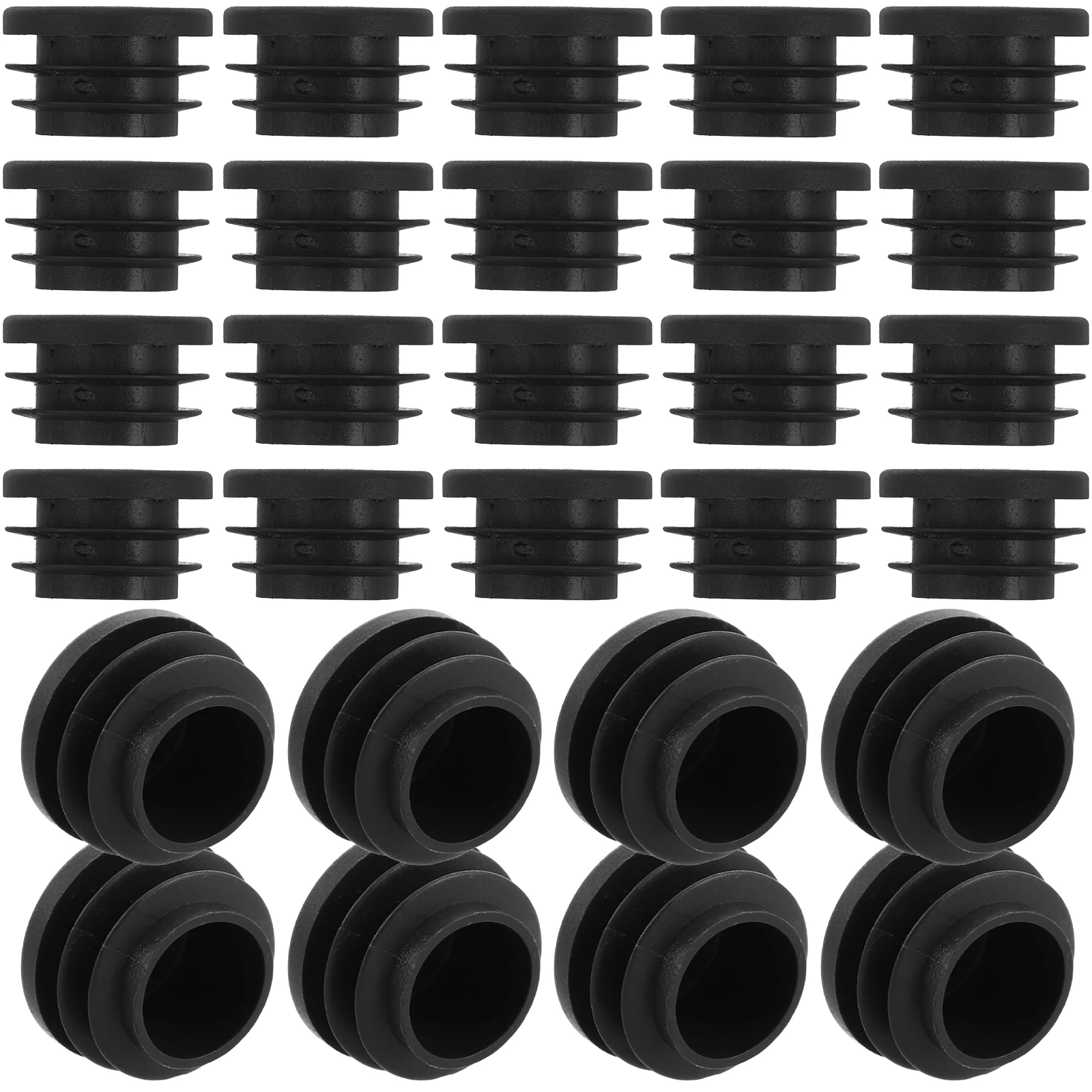 

40 Pcs Round Plastic End Caps Hole Plugs For Chair Legs Furniture Tube Inserts Antislip Floor Protectors