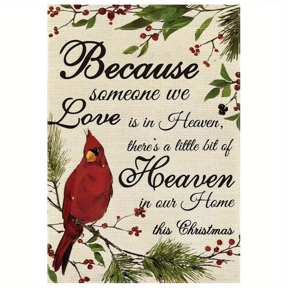 Merry Christmas Cardinal Bird Garden Flag - Double-Sided Polyester Yard Flag for Home, Seasonal Holiday Decor, Winter