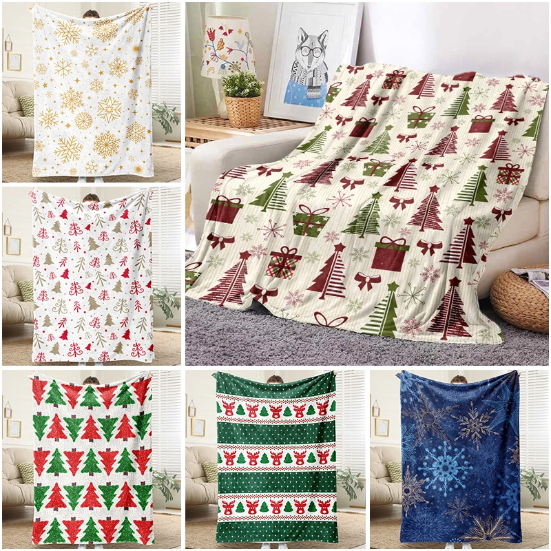 

Christmas Flannel Blanket Fluffy Cozy Throw Children Adult Nap Blankets Soft Bedding Sofa Blanket for Party Home Decorations
