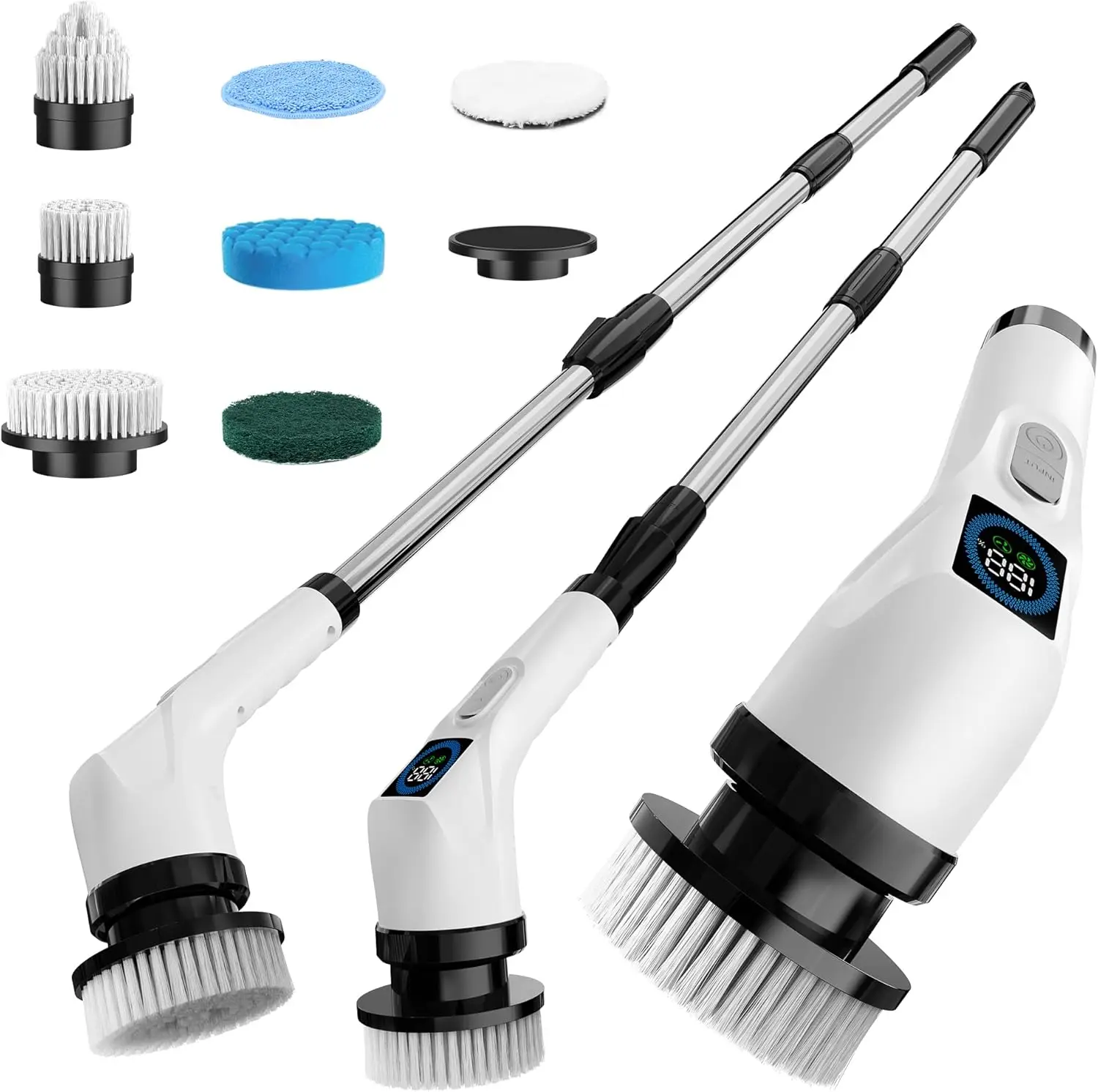 

Electric Spin Scrubber Cleaning Brush, Coldless Power Shower Cleaning Brush with Long Handle for Bathroom Tub Tlie Floor, 7 Repl