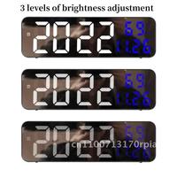 Large 9 Inch Digital Wall Clock with Temperature Humidity Display Night Mode Snooze 12/24H Format USB Plug-in LED Alarm Clock