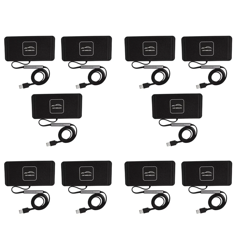 【Superdeals】 Caricabatterie rapido wireless per auto 10X QI per Iphone 8 XS XR Tappetino di ricarica per auto per tappetino antiscivolo per stazione dock Samsung S10