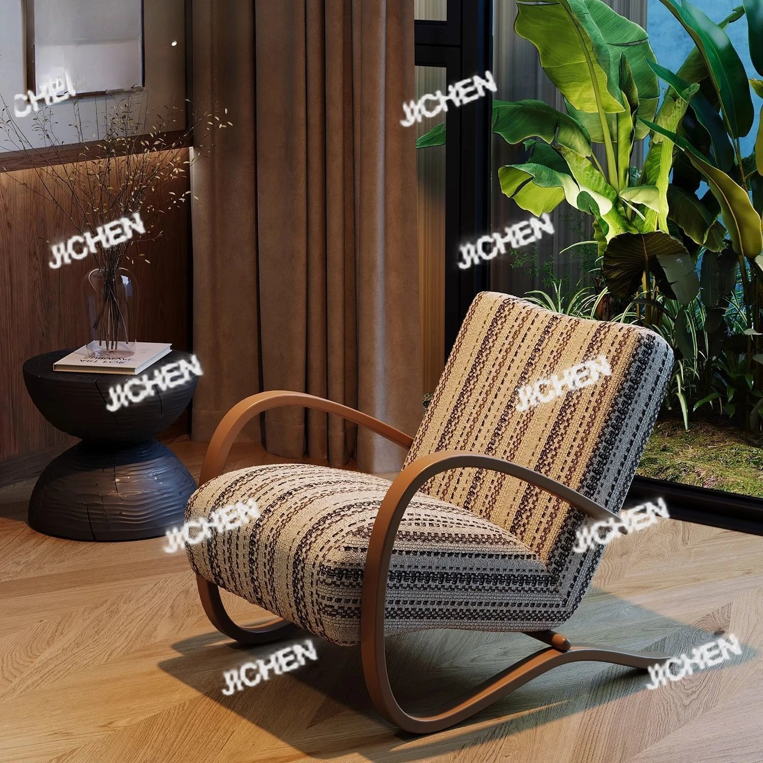 

Mid-Century Wabi-Sabi Vintage Armchair: Lazy Leisure Single Sofa for Small Living Rooms & Balconies