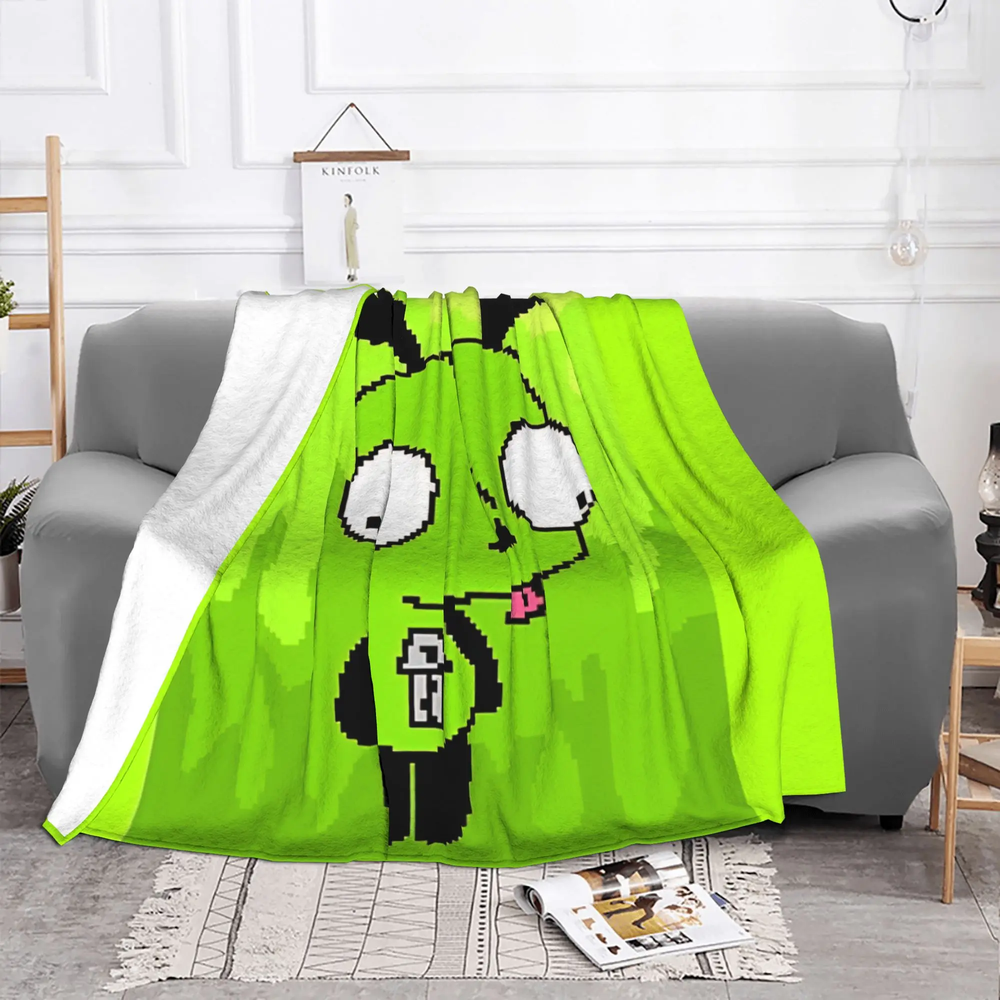 1PC retro edgy Invader Zim Home Room Decorations Winter Blankets For Adults Bedding Home Interior Sofa Knee