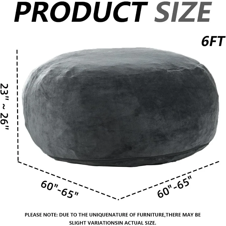 6 كراسي بين باج كبيرة الحجم للبالغين، Beaag العملاق مع حشو متضمن من رغوة الذاكرة الرقيقة، نسيج سروال قصير ناعم ومريح #3