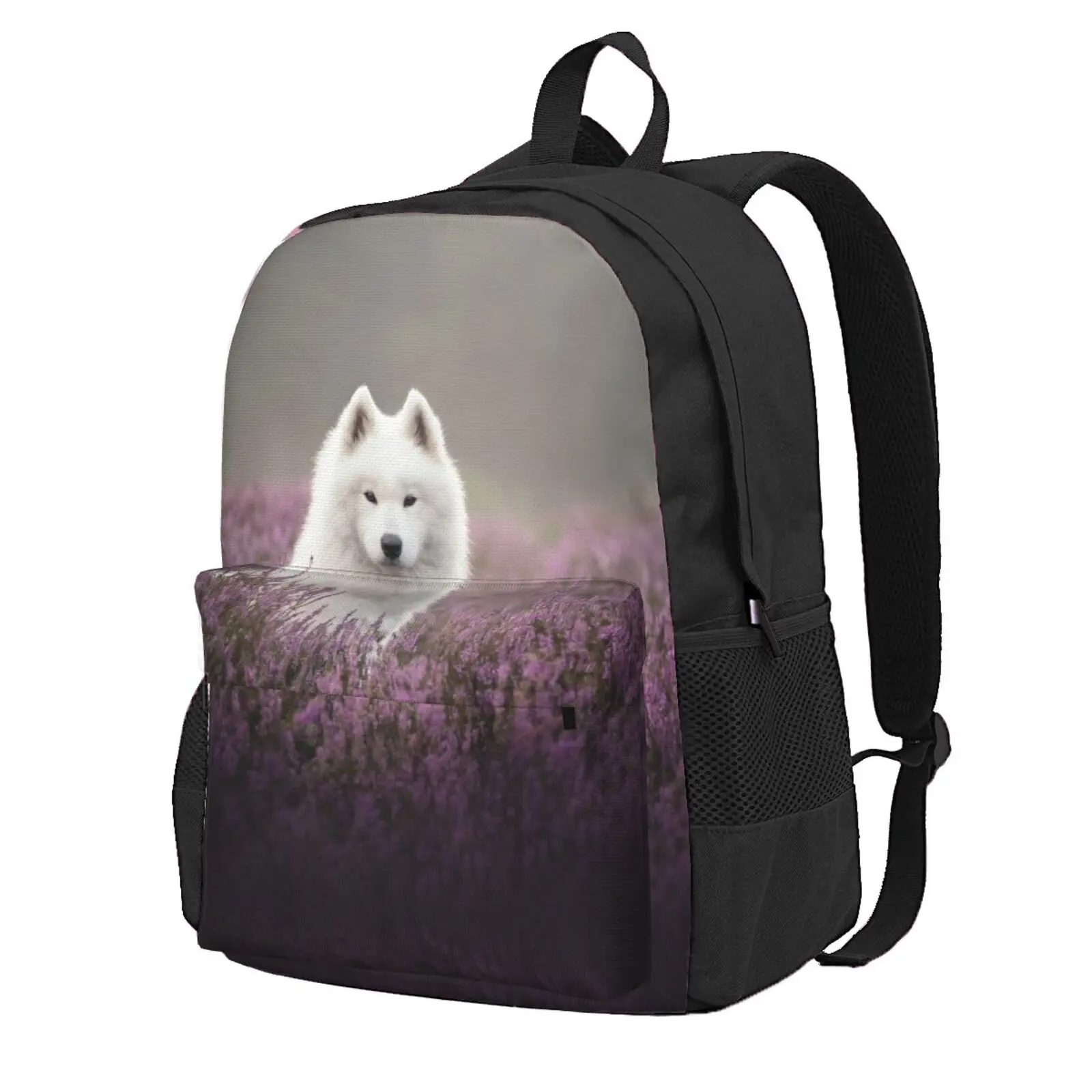 Heather Hot Sale Schoolbag Backpack Fashion Bags Samoyed Canine Dogs Puppy