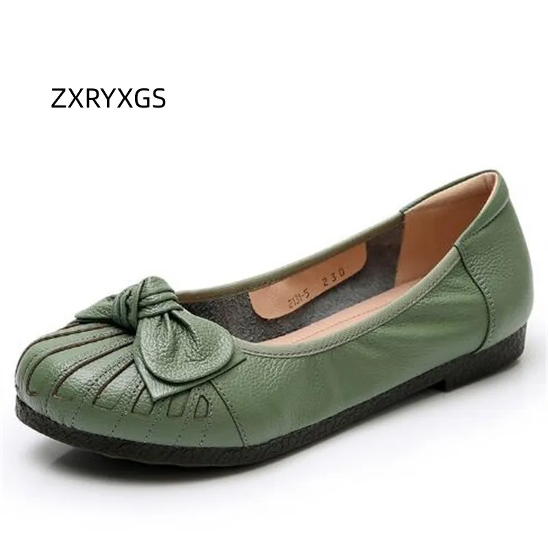 

ZXRYXGS Hot Sales 2023 Superior Soft Cowhide Bow Elegant Fashion Shoes Flat Shoes Large Size Soft Sole Comfortable Woman Flats