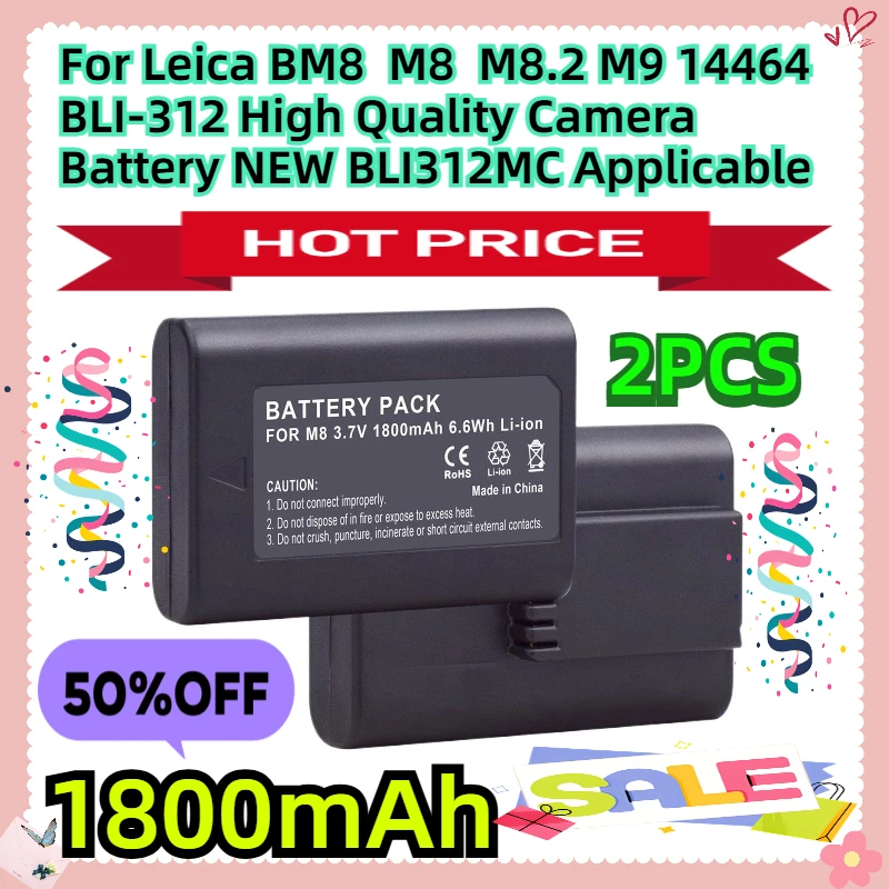 3.7V 1800mAh For Leica BM8  M8  M8.2 M9 14464 BLI-312 High Quality Camera Battery NEW BLI312MC Applicable