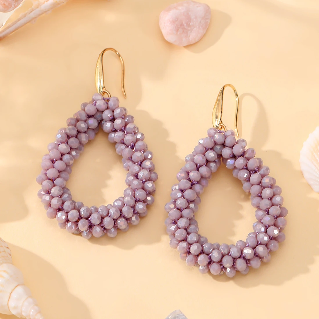 INKDEW Mischfarbe Große Tropfen Ohrringe Bunte Perle Handgemachte Threading Kristall Ohrringe für Frauen Geschenk Wasser Tropfen Schmuck EA004