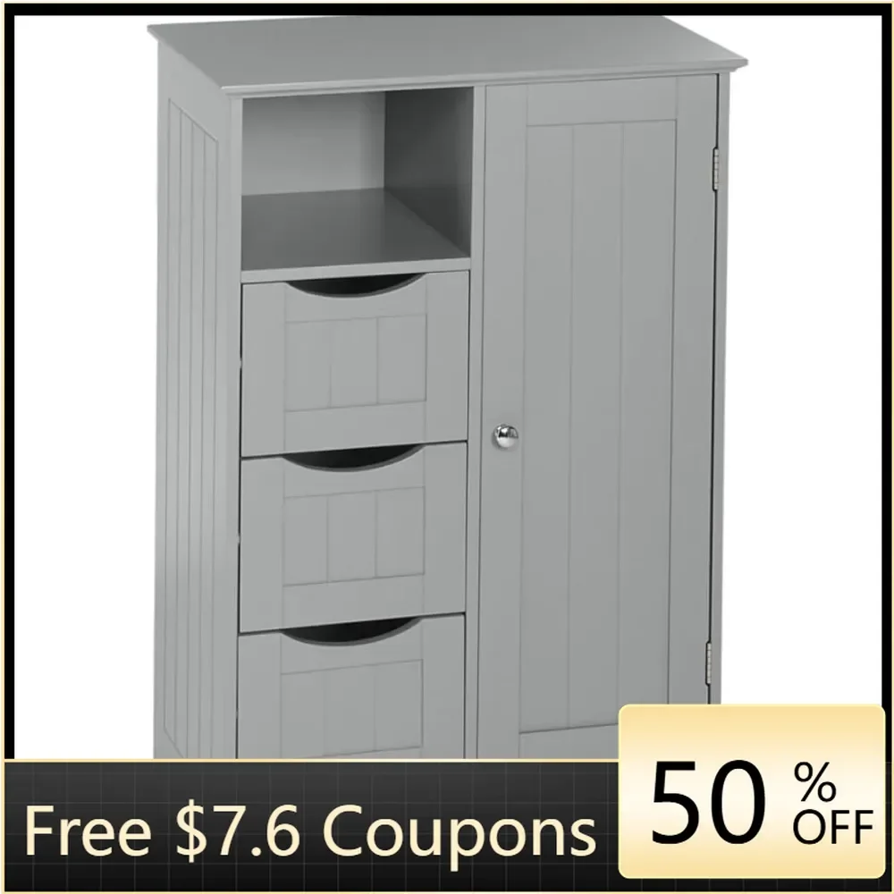 3 Drawer Bathroom Storage Cabinet Gray Floor Cabinet Ashland Collection 1 Door Home Furniture Freight Free Cabinets Vanity