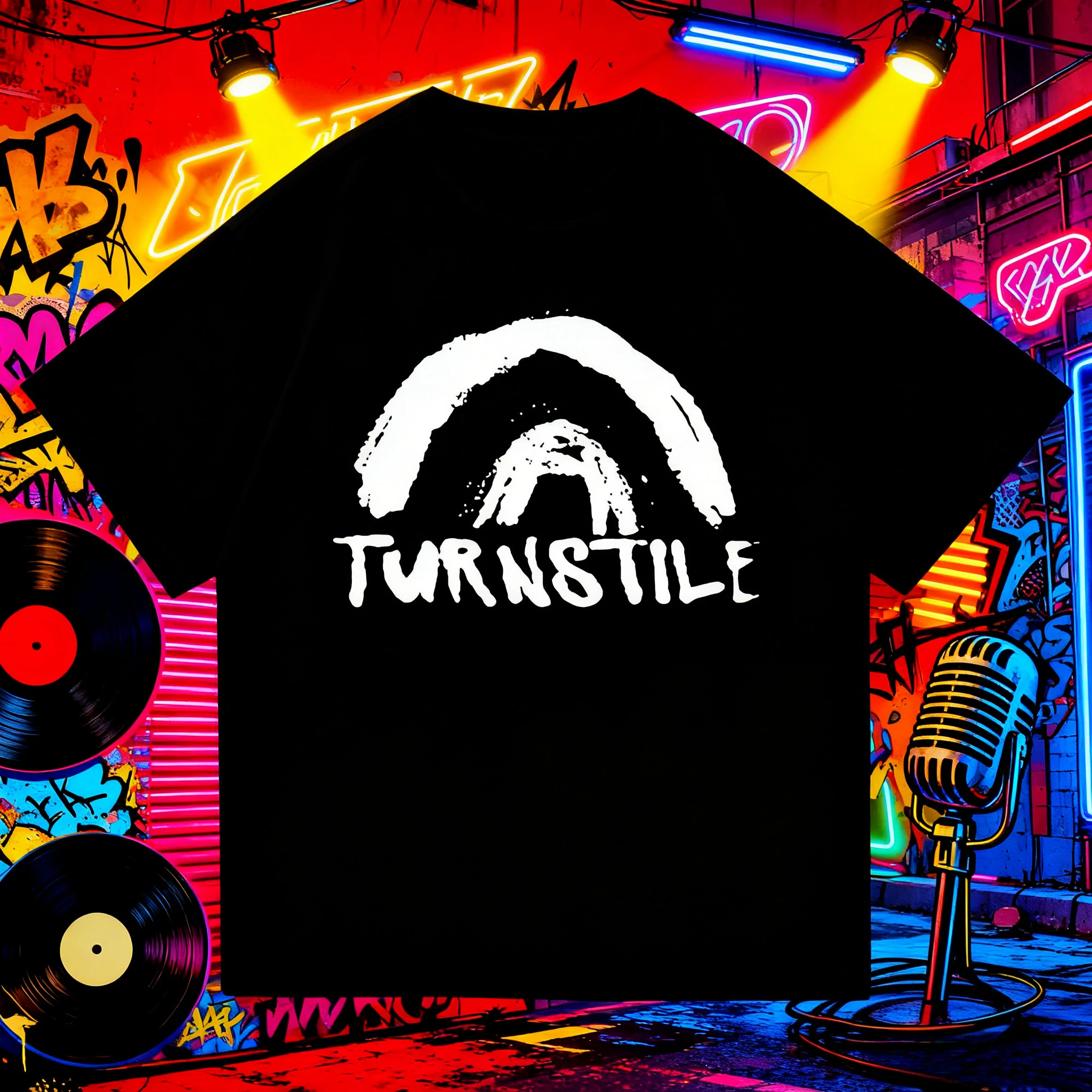 

2025-26 Summer Turnstile Double Rainbow 100% Pure Cotton Printed Pattern T-shirt for Outdoor Street Loose Casual Top Y2k