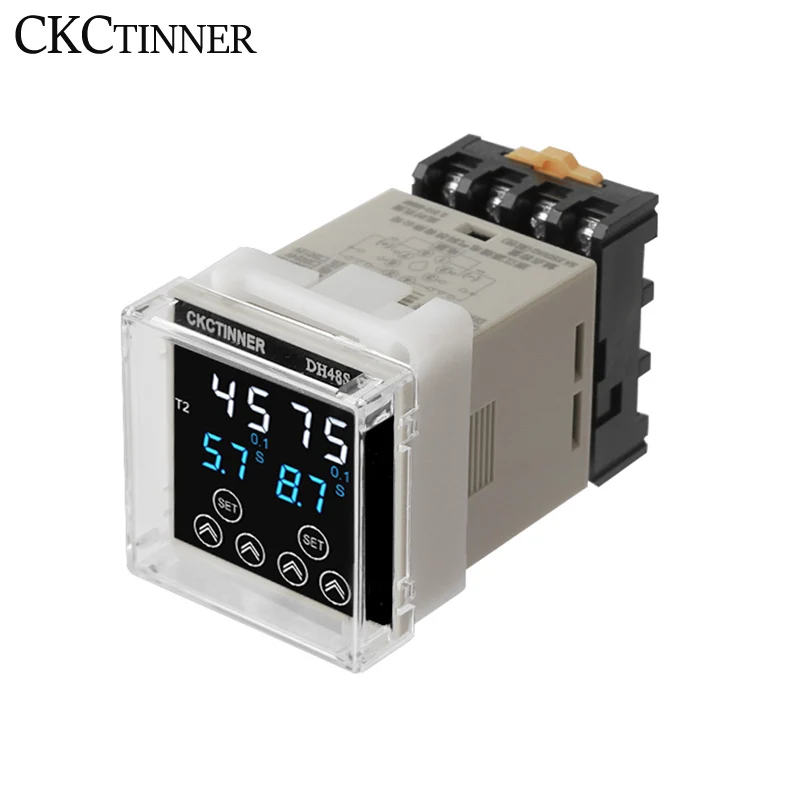 Digital Time Relay DH48S-S/1Z/2Z Programmable Cycle Delay AC220V AC380V DC24V DC12V With Socket Base 8 Pin Din Rail 0.01S-9999H