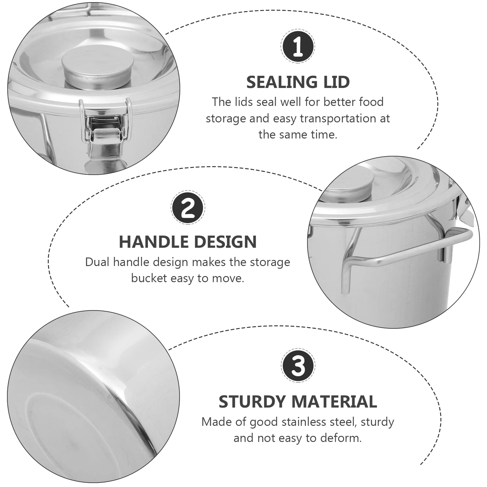 

1pc Sealed Bucket 20x20 Stainless Steel Milk Can Food Grade Storage Kitchen Supply Multi Function Container Household Bucket