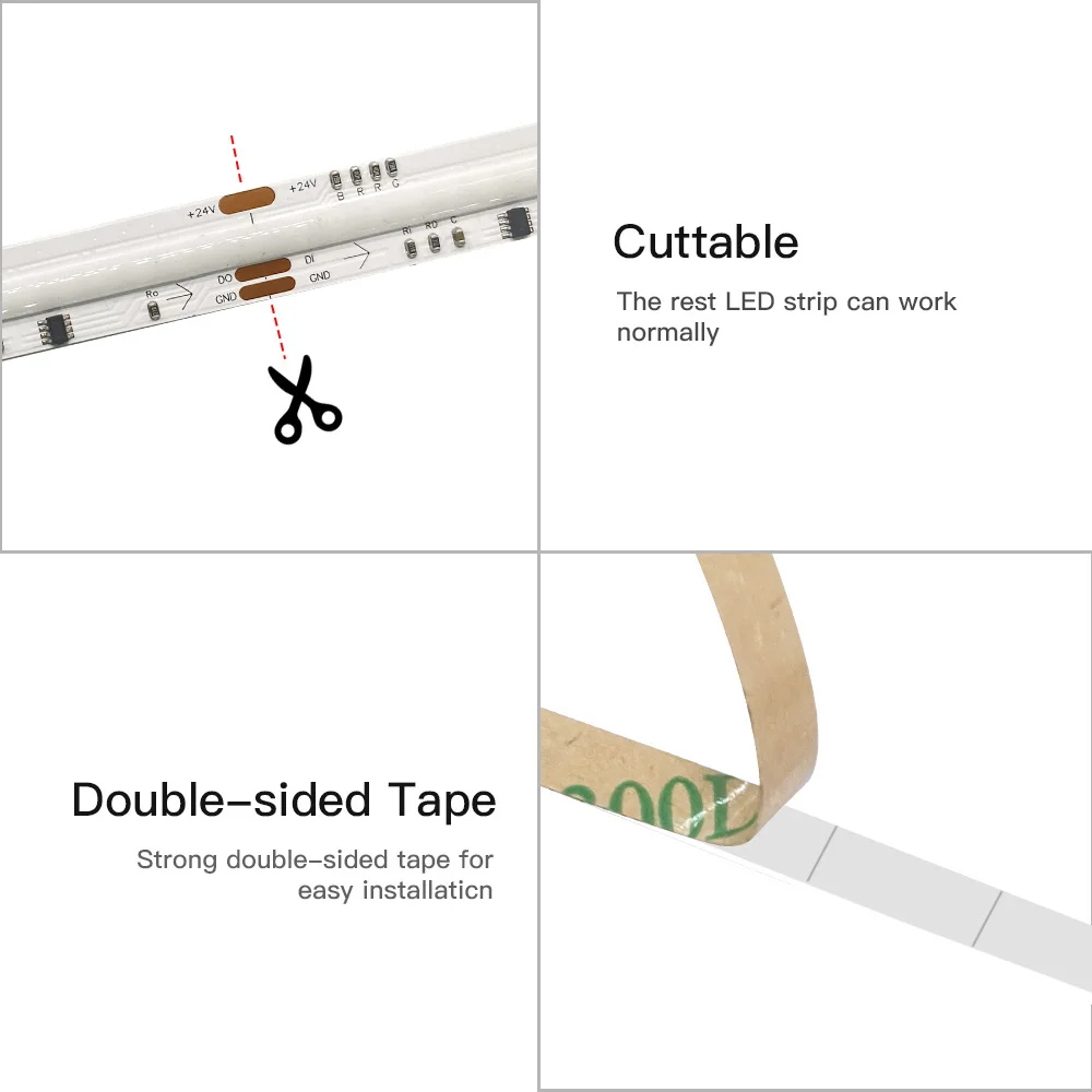 WS2811 Pixel SPI RGB COB LED Strip Light For Decor DC 12V/24V High Density Flexible Dream Colour Smart LED Tape Lights Ribbon