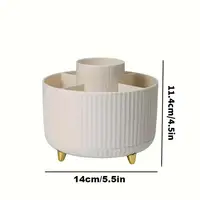 360° Rotating Makeup Organizer - 1pc Plastic Cosmetic Storage with 5 Compartments - Multi-Functional Holder for Brushes 6
