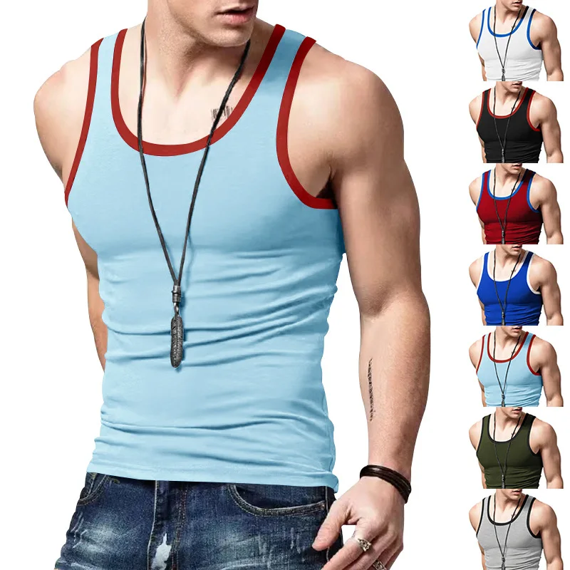 European and American Men's Tank Top, Trendy Sports and Leisure Tank Top, Men's Summer Base, Multi-color Sweatshirt Tank Top