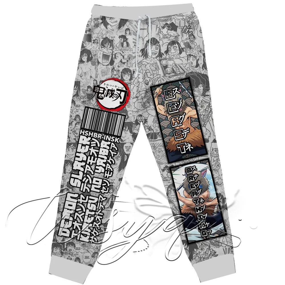 Unisex 3D Anime Grid Print Quick Dry Hip Hop Pants, Men Women Loose Streetwear Sport Long Trousers Drawstring Casual Joggers
