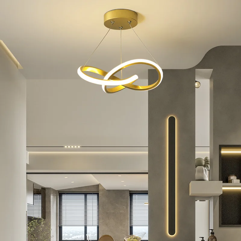 Minimalist LED Pendant Modern Light Chandelier Restaurant Living Room Gold Black Hanging Lamps For Bedroom Decoration Led Lustre