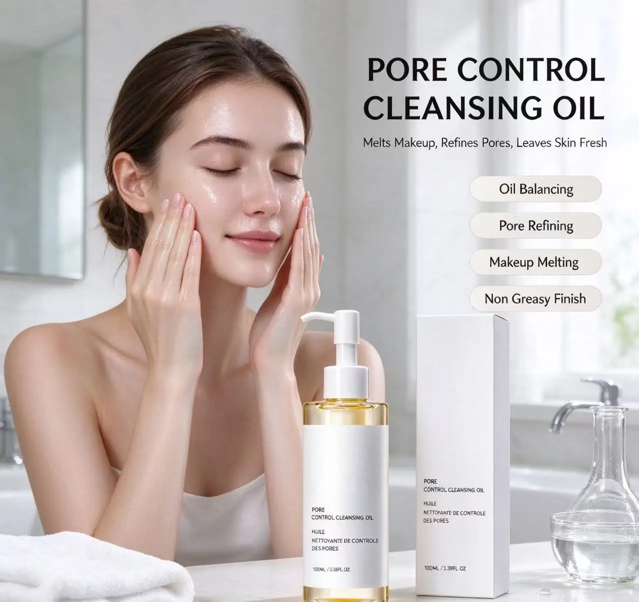Pore Control Cleansing Oil  Gentle Facial Makeup Remover Deep Clean Pores Dissolve Sunscreen Non Greasy Refreshing Skin Care