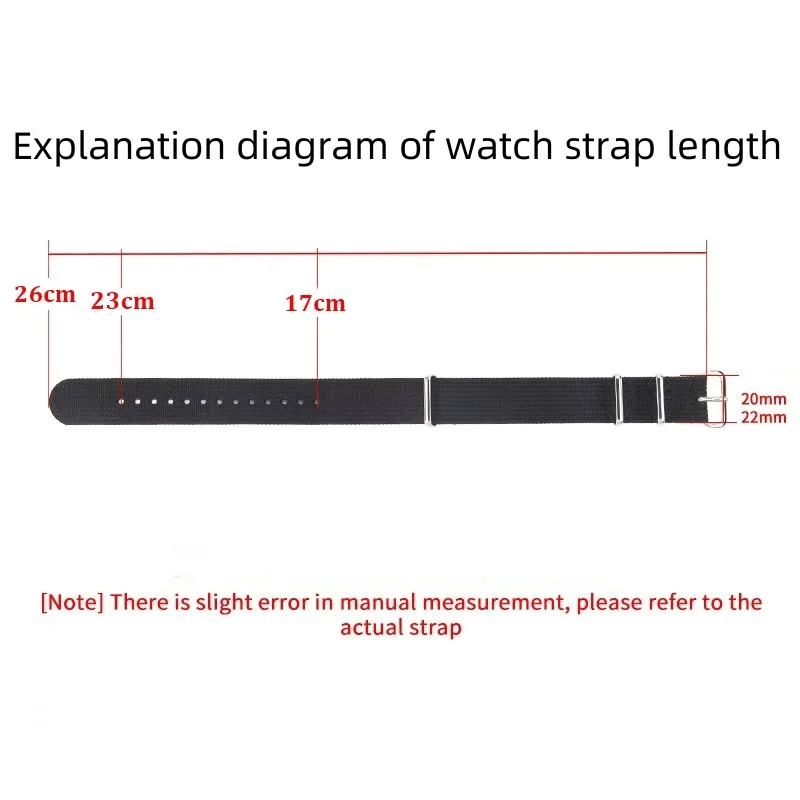 20mm/22mm Nylon Watch Strap with Steel Buckle