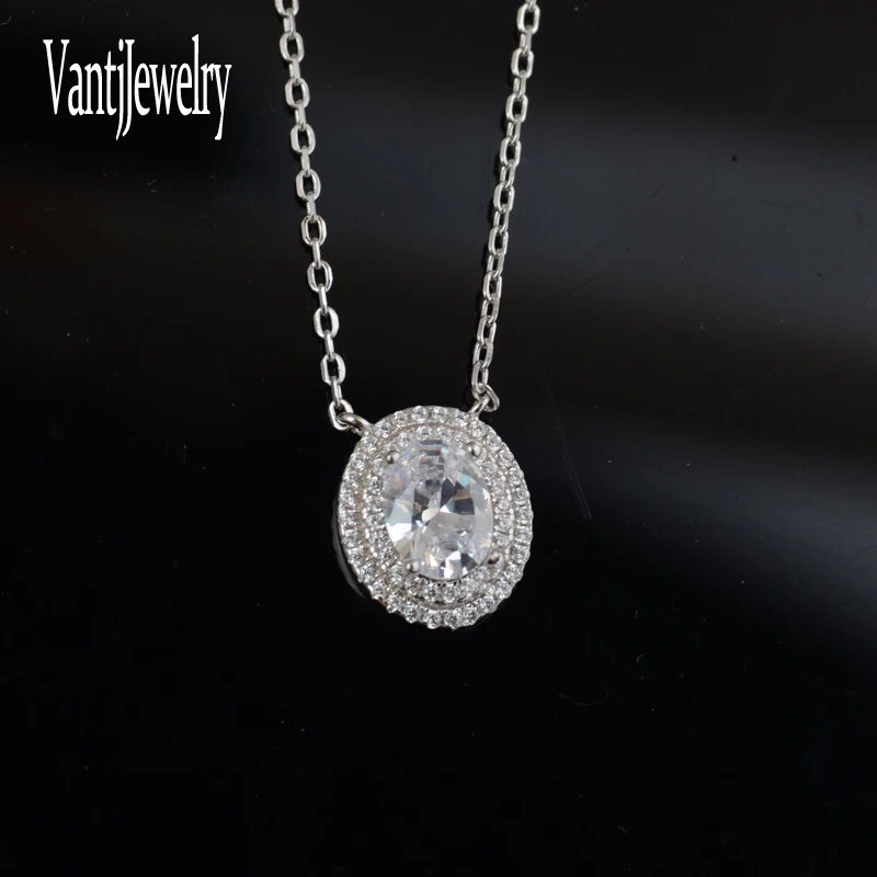 

Real 1.5ct 6*8mm Moissanite Necklace 925 Sterling Silver Pass Diamond Test Pendant for Women Wedding Engagement Jewelry Gift